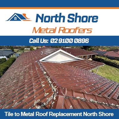 Tile to metal roof replacement in progress on North Shore home